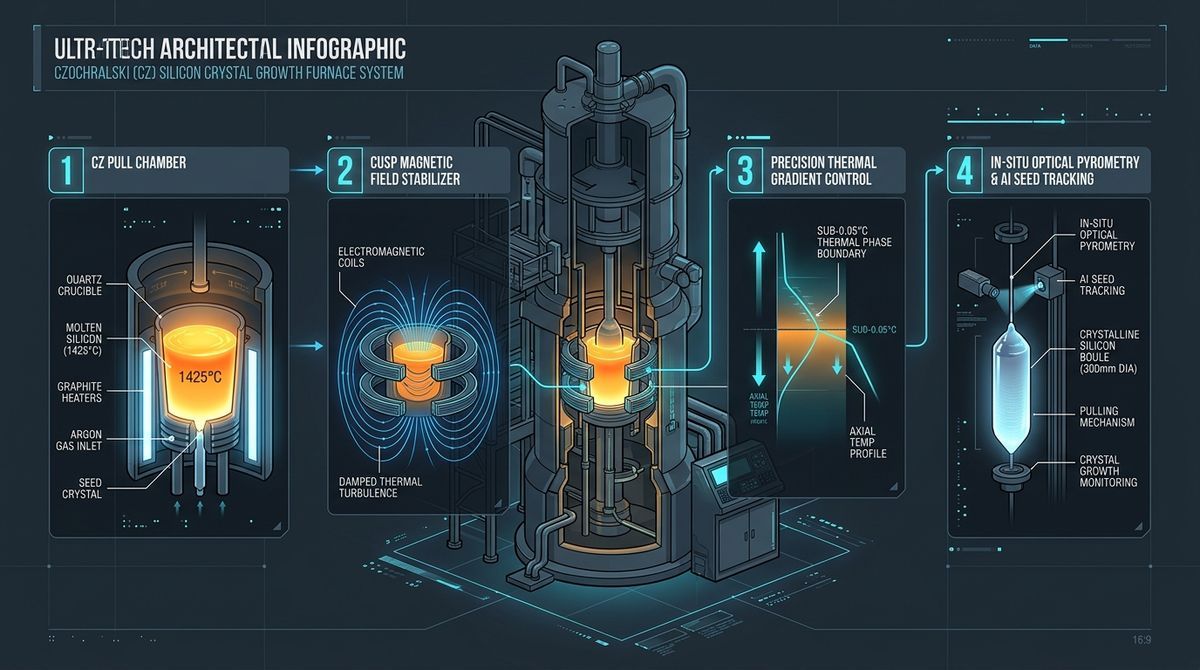 Raana 300mm Silicon Crystal Growth Architecture & Czochralski Furnace Workflow