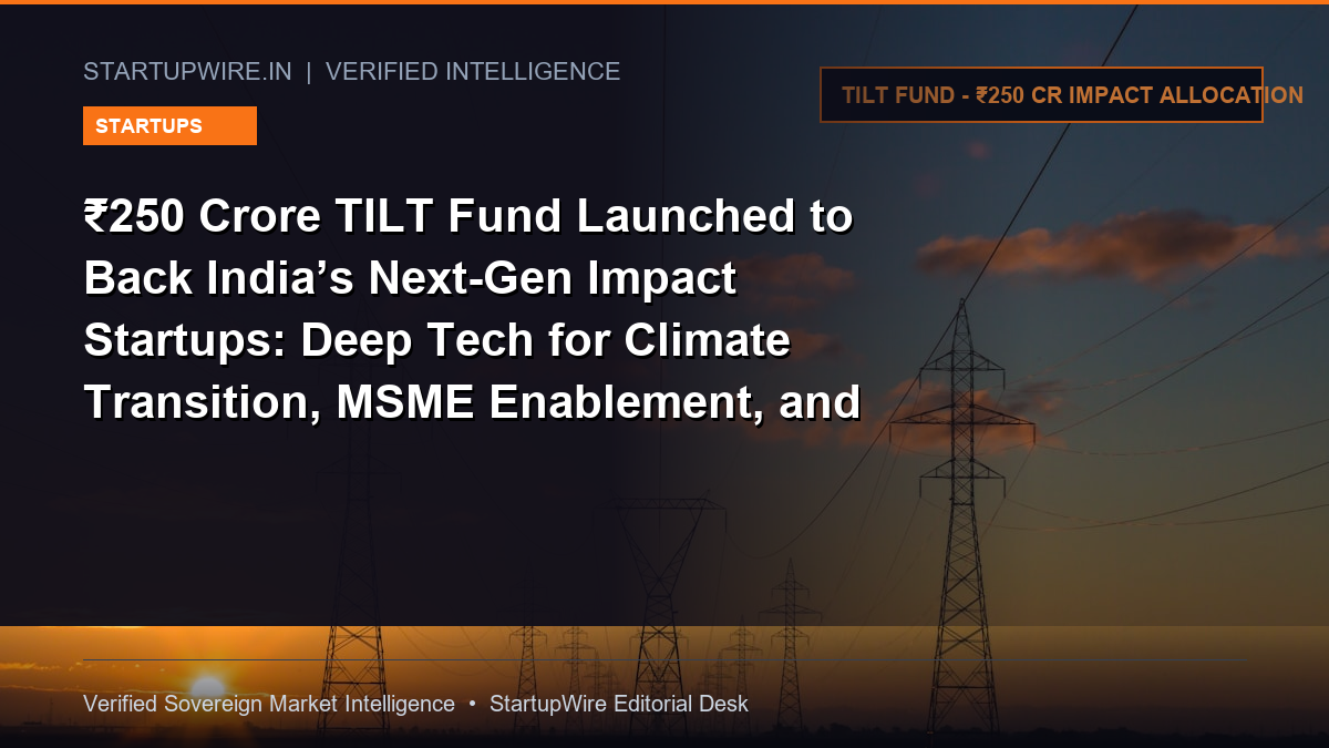 ₹250 Crore TILT Fund Launched to Back India’s Next-Gen Impact Startups: Deep Tech for Climate Transition, MSME Enablement, and Employment